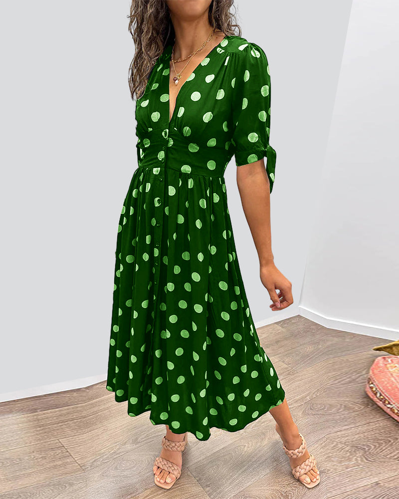 Women's Dress | Midi Polka Dot Print