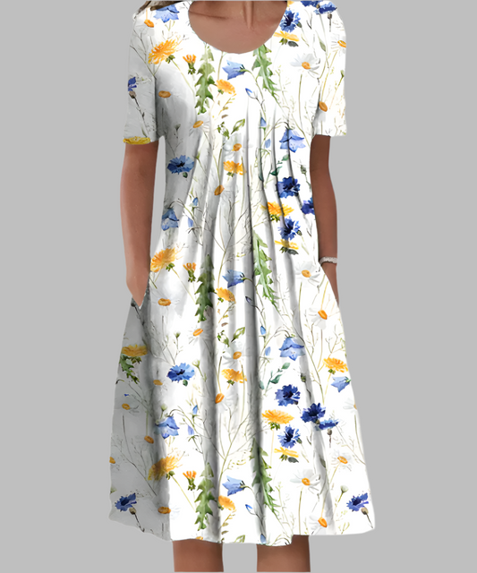 Women's Dress | Printed Midi Short Sleeve