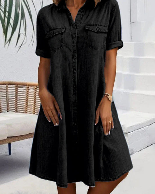 Women's Dress | Collared Button Front Pockets