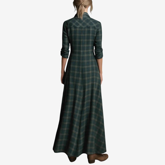 Women's Dress | Maxi Plaid Button Front