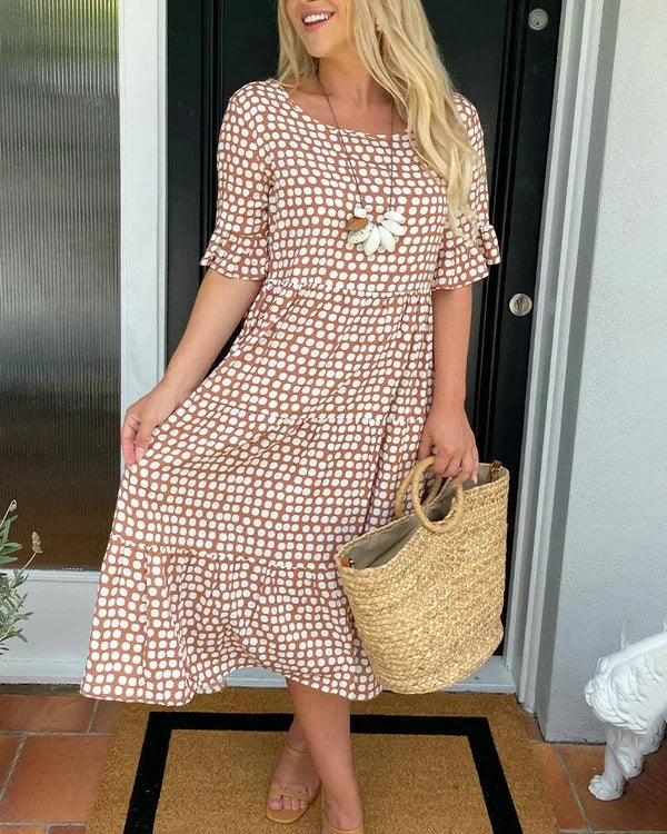 Women’s Dress | Polka Dot Midi Short Sleeve