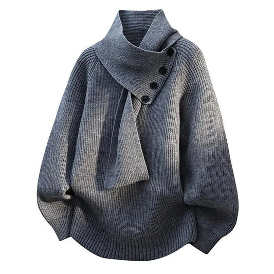 Women’s Sweater | Scarf Neck Button Detail