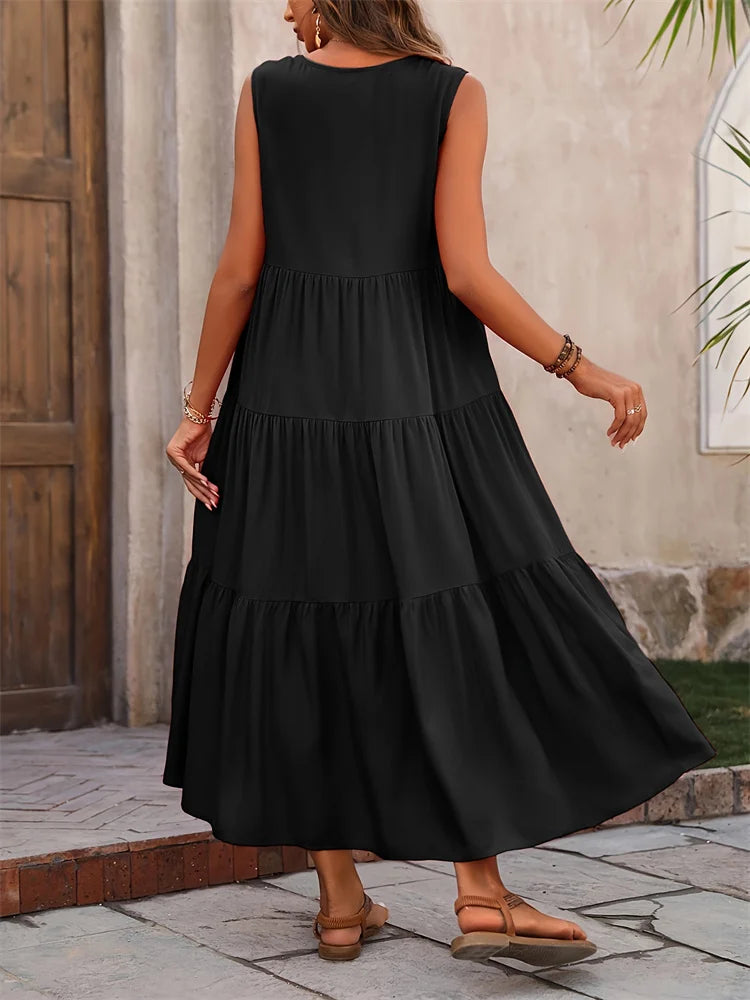 Women’s Dress | Sleeveless V-Neck Maxi