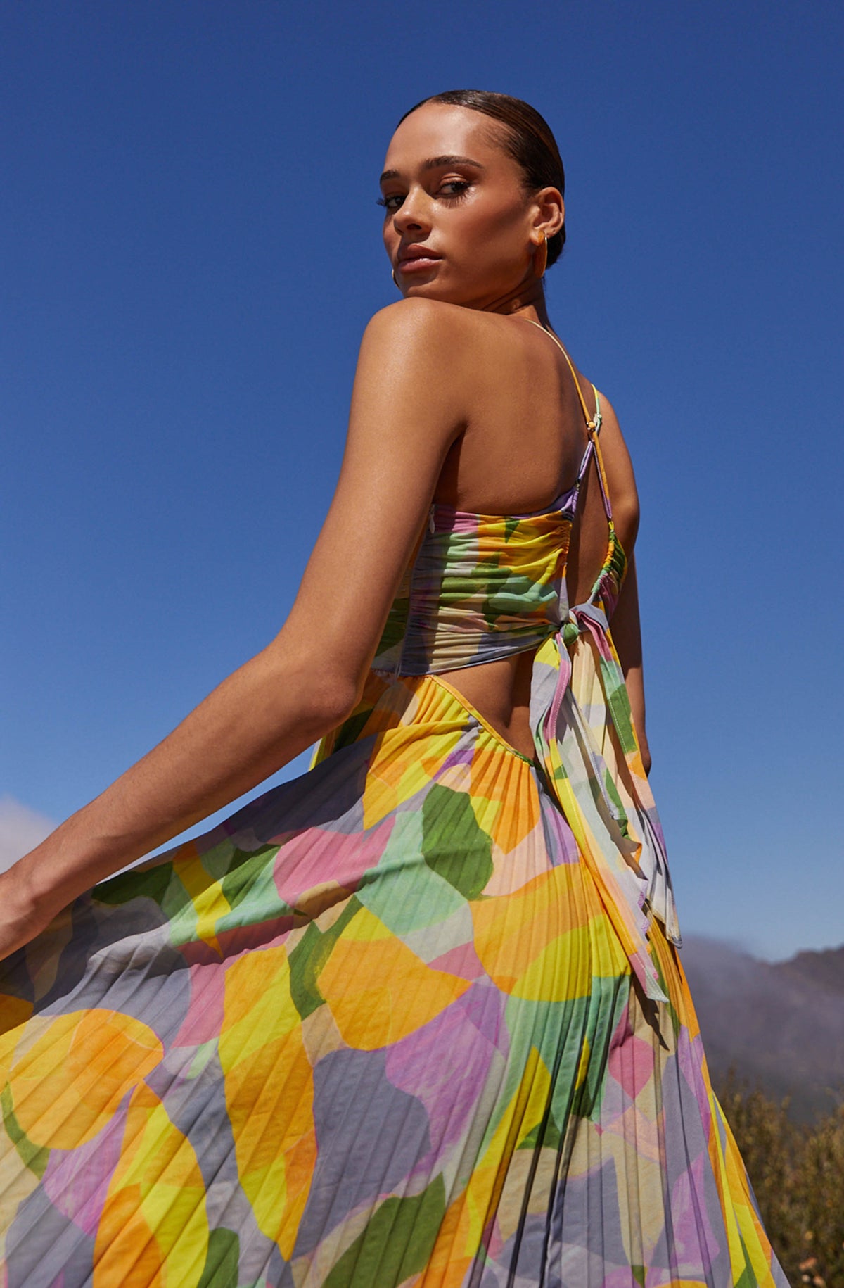 Women’s Dress | Pleated Maxi Cross Tie Back
