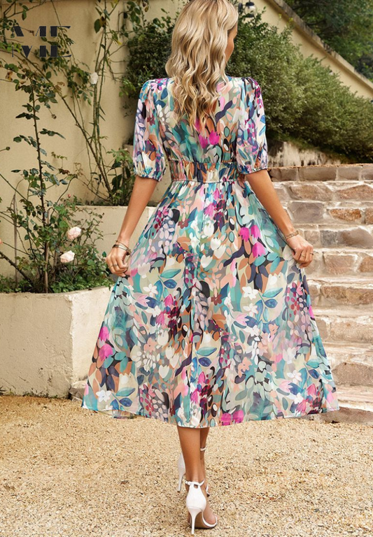Women's Dress | Floral Print Midi