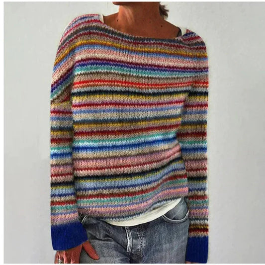 Women's Sweater | Wide Neckline and Patterned