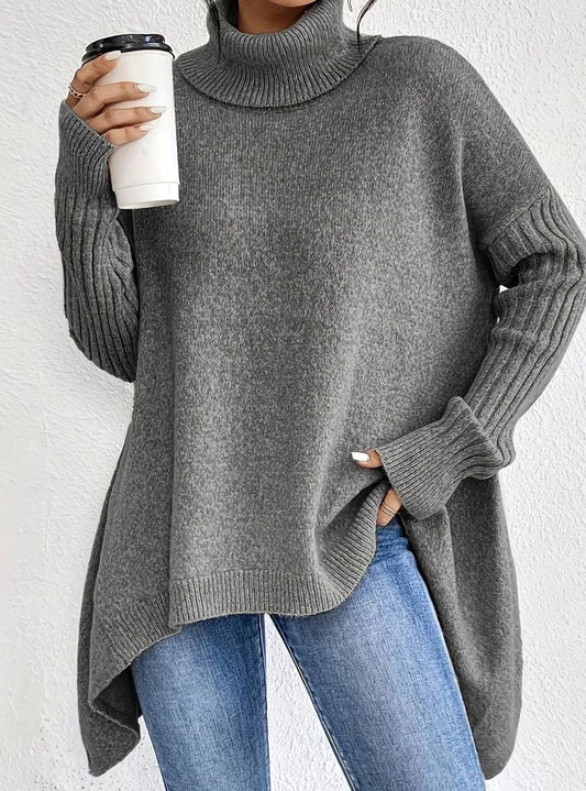 Crystal | Women's Oversized Turtleneck Longline Knit Sweater