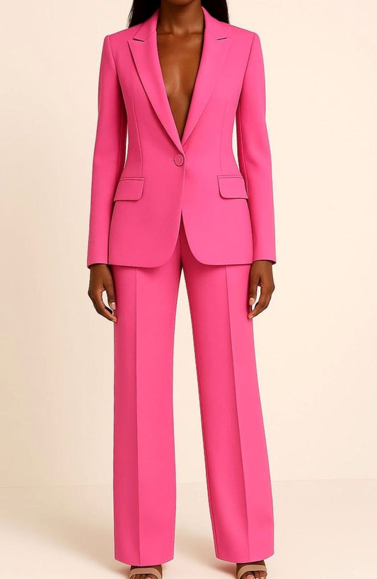 Felicity | Women's Tailored Single-Button Blazer Wide-Leg Pants Suit Set