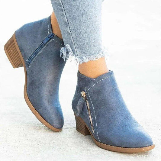 Boots For Women | Ankle Block Heel Side Zip