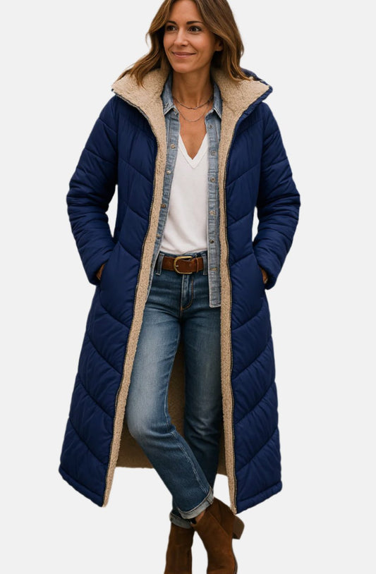 Jillian | Women's Long Quilted Sherpa-Lined Hooded Winter Coat