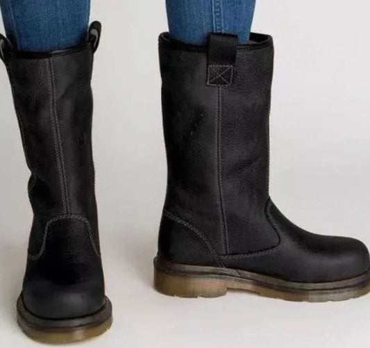 Joy | Women's Lined Round-Toe Pull-On Leather Boots