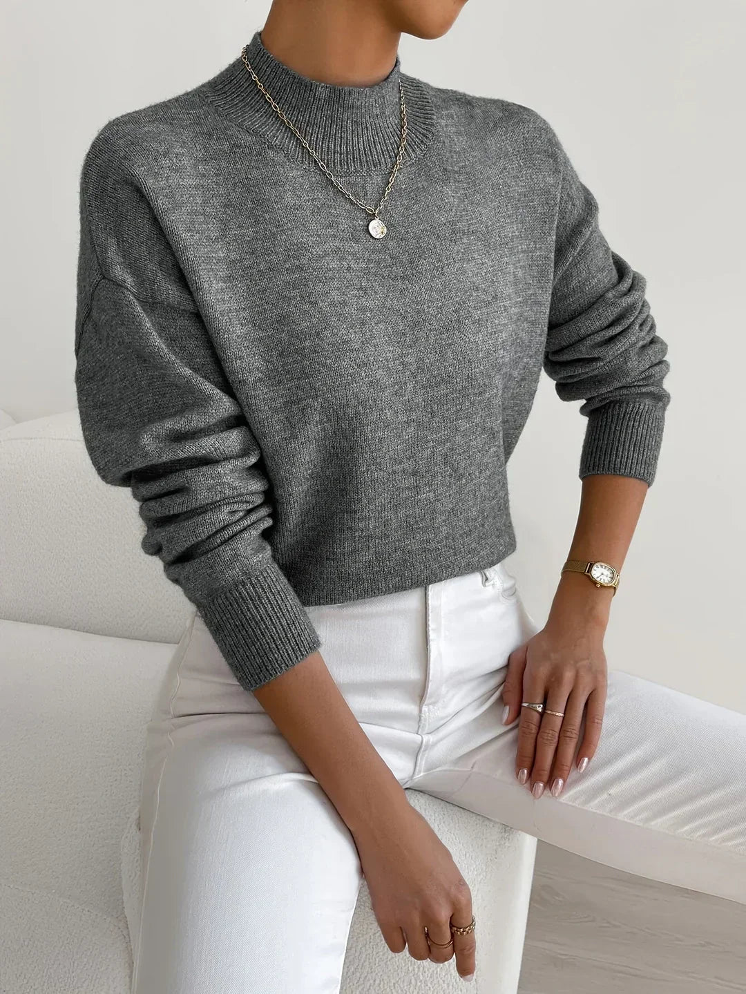 Women's Sweater | Crew Neck with Ribbed Cuff