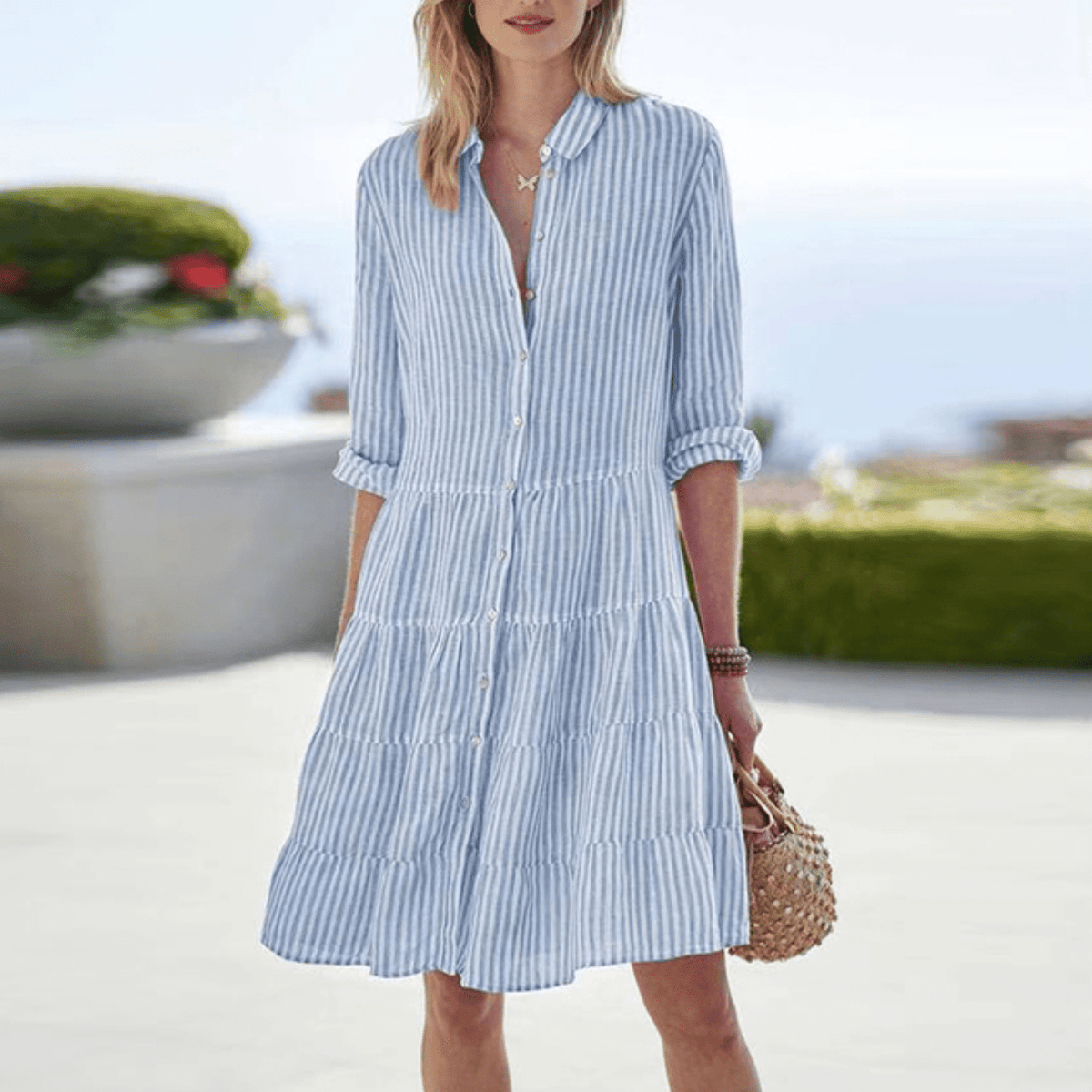 Women’s Dress | Striped Button Front Mini