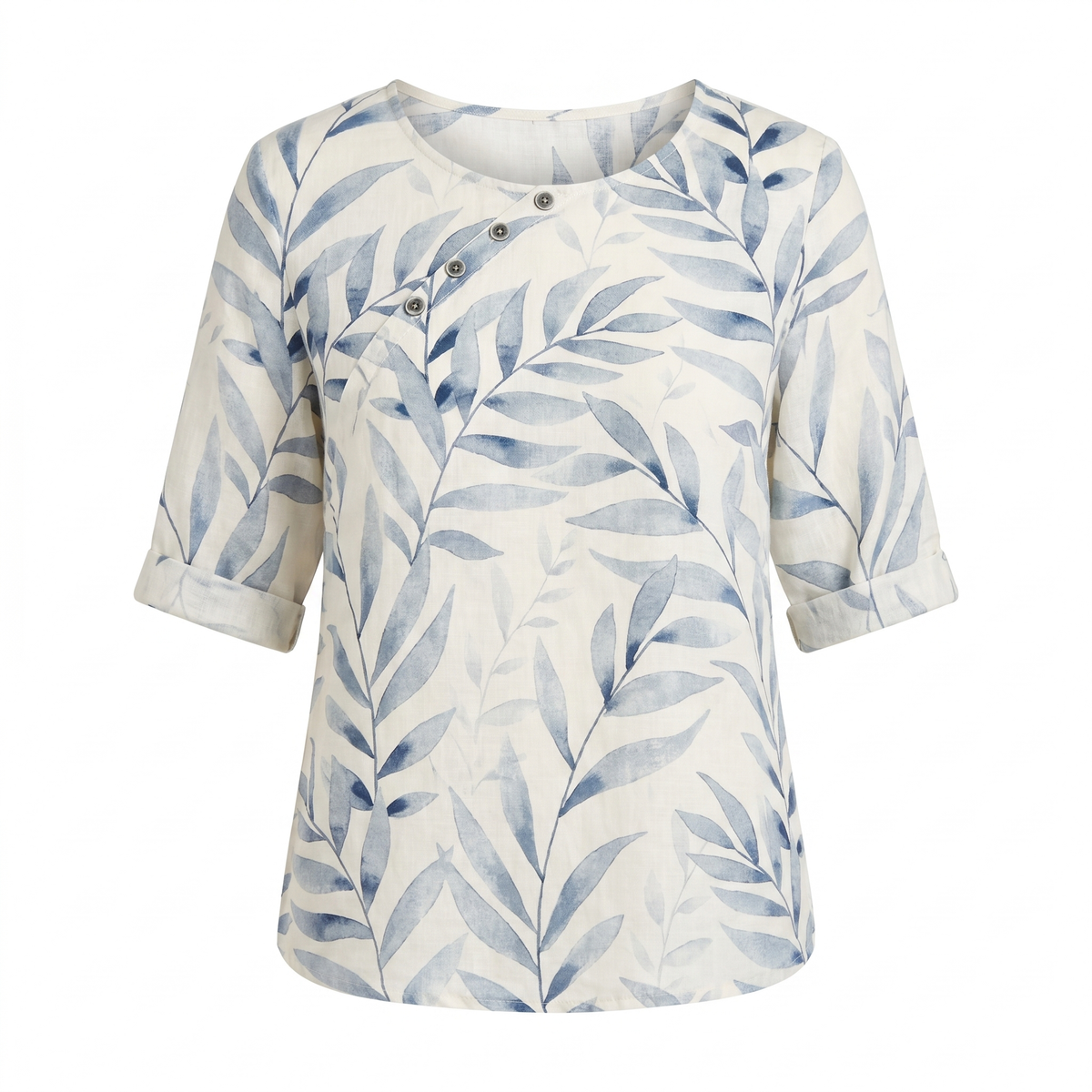 Woman’s Blouse | Printed Asymmetric Button