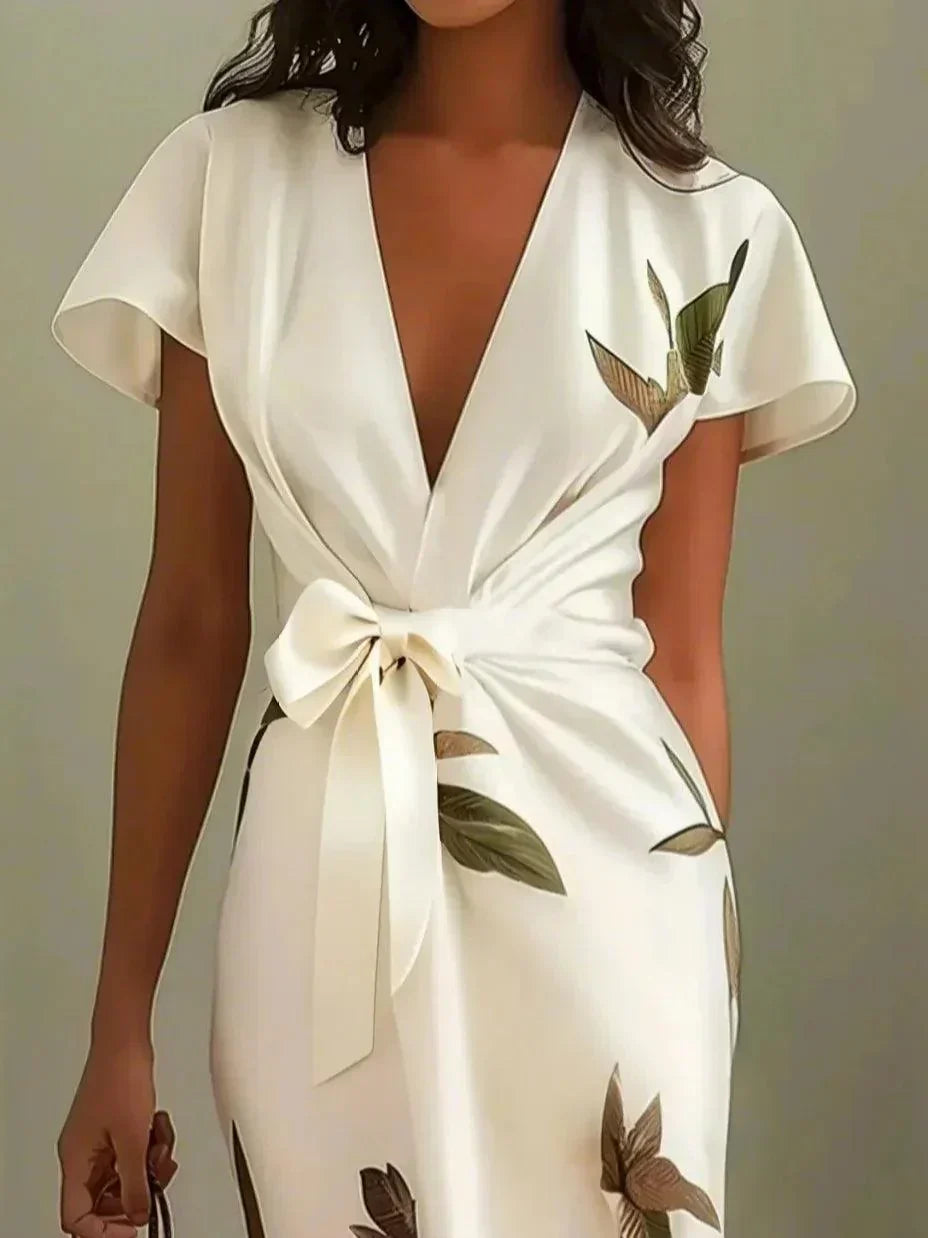Women’s Dress | Printed Wrap Tie Waist
