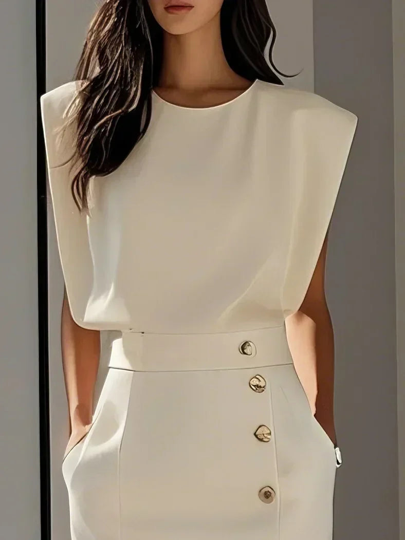 Women’s Dress | Sleeveless Side Button Midi