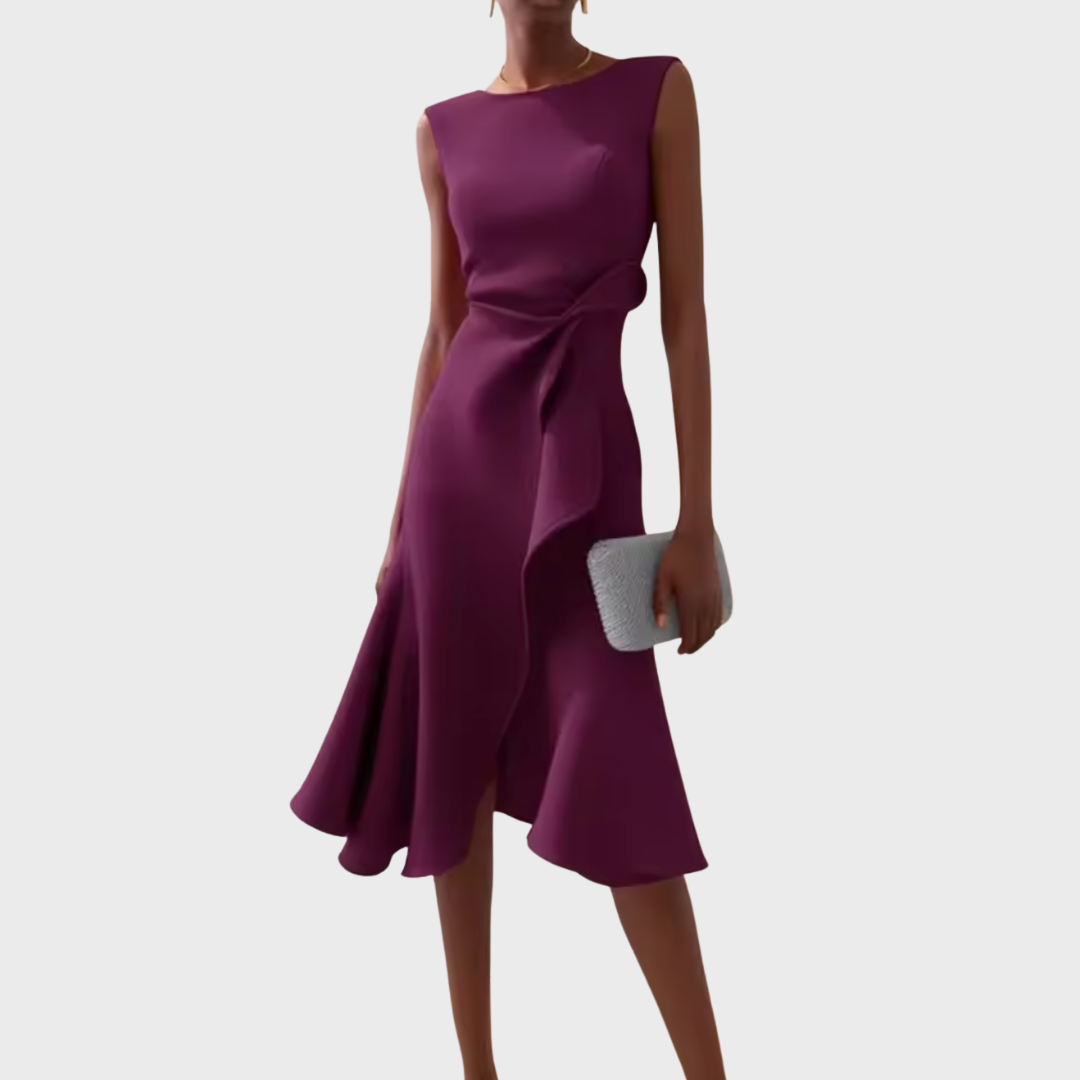 Women's Dress | Ruffle Hem Wrap Detail Midi