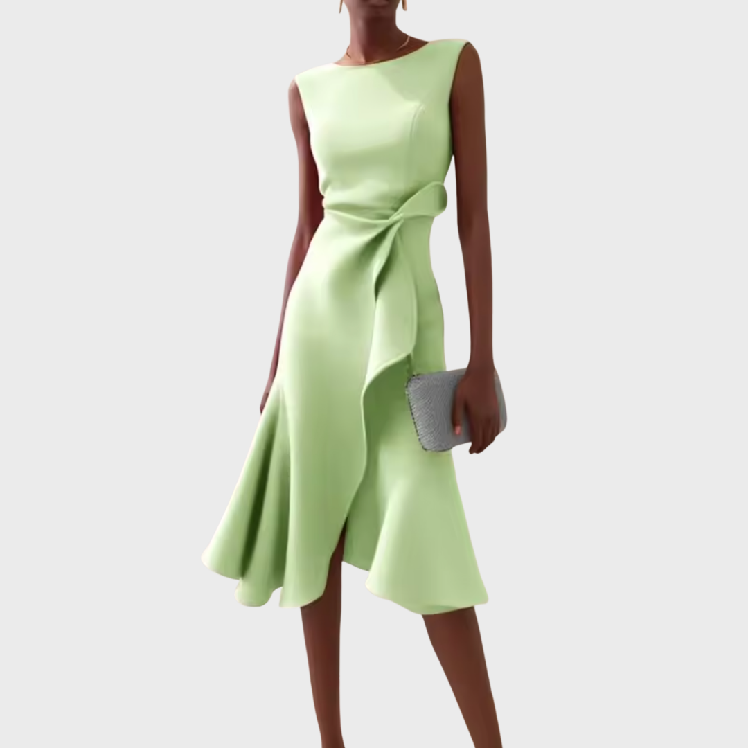 Women's Dress | Ruffle Hem Wrap Detail Midi