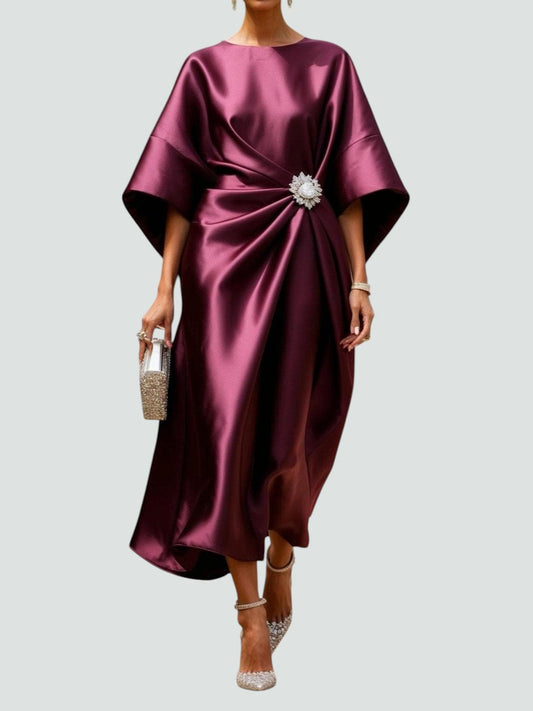 Women's Dress | Draped Midi Batwing Sleeve