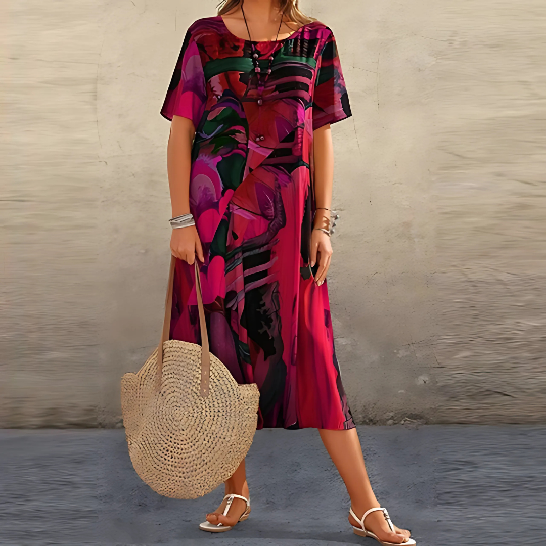 Women's Dress | Bold Abstract Pattern Midi