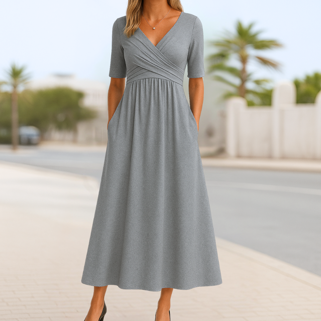 Women’s Dress | Crossed V-Neck Short Sleeve