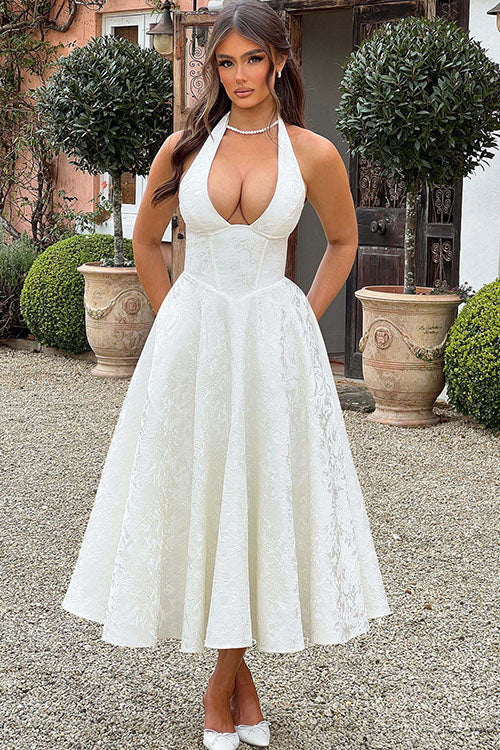 Women’s Dress | V-Neck Halterneck Maxi