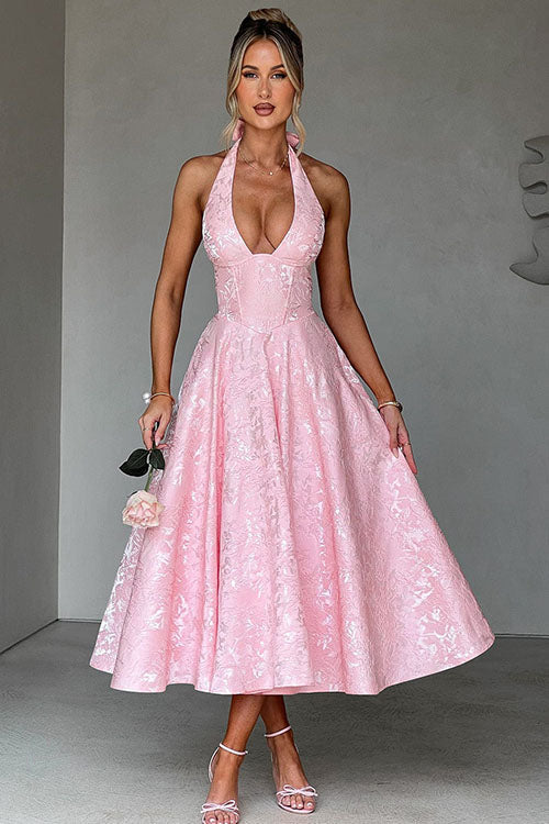 Women’s Dress | V-Neck Halterneck Maxi