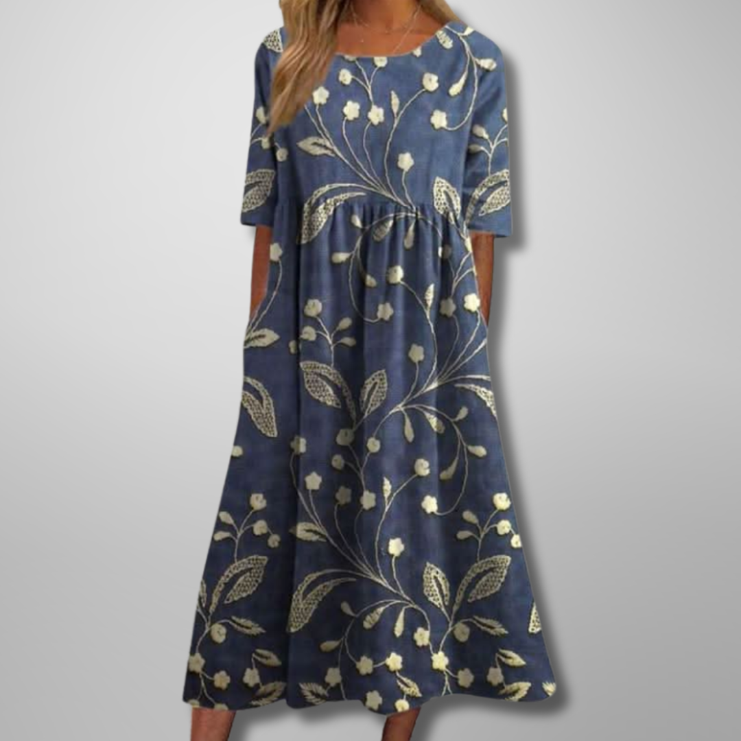 Women's Dress | Short Sleeve Loose Fit Midi