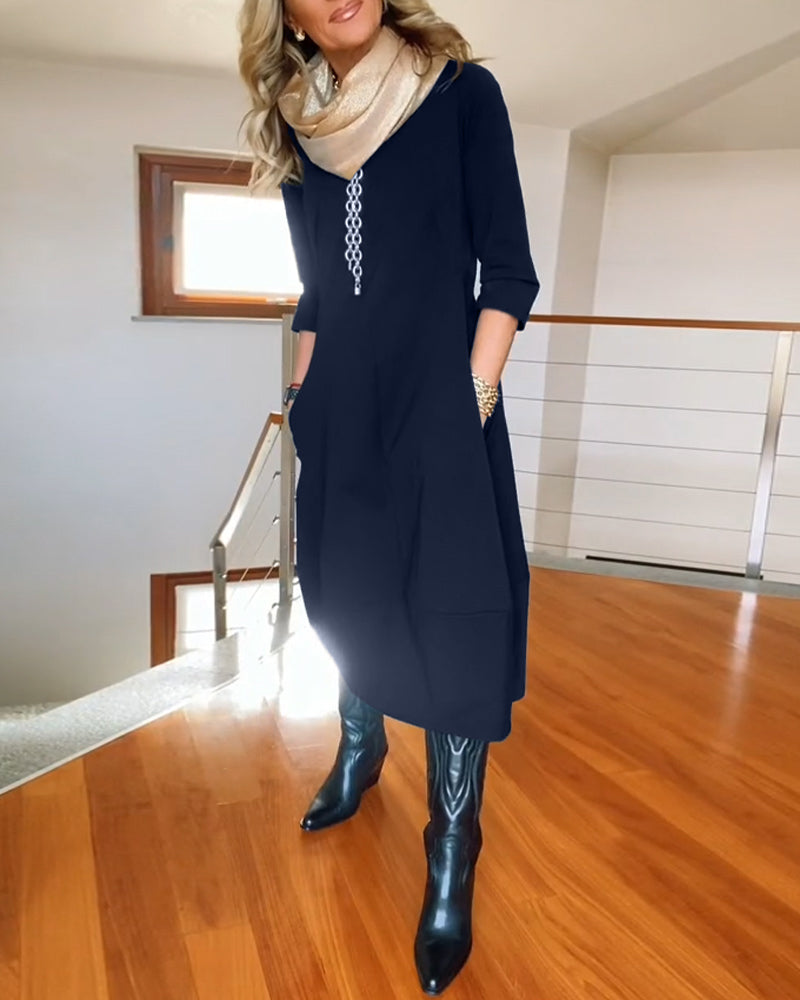 Women's Dress | Round Neck Midi