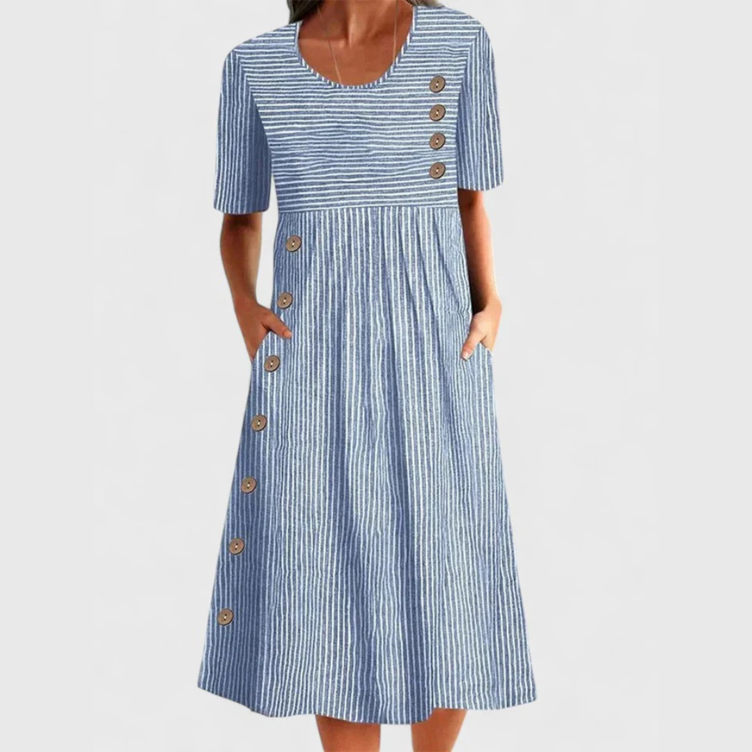 Women’s Dress | Striped Button Midi
