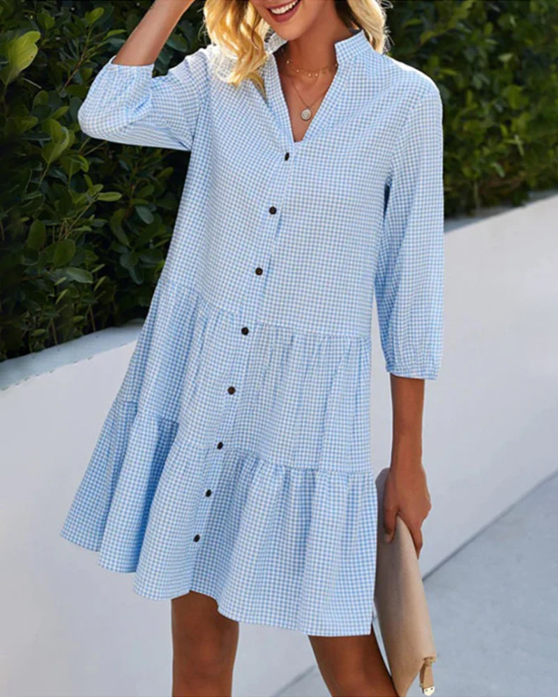 Women’s Summer Dress | V-Neck Mini Button Front