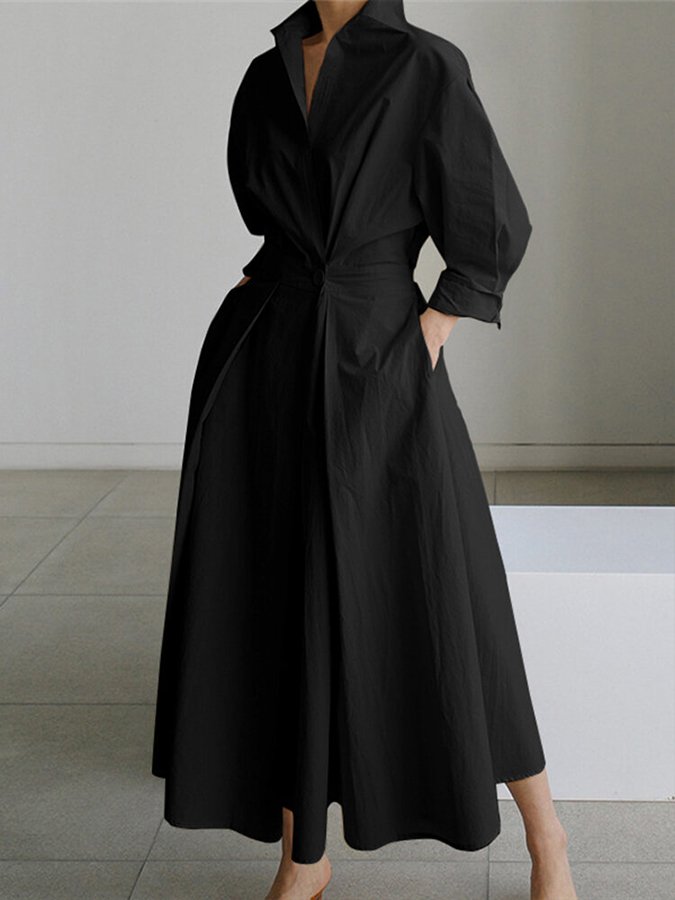 Women's Dress | Collared Long Sleeve Maxi