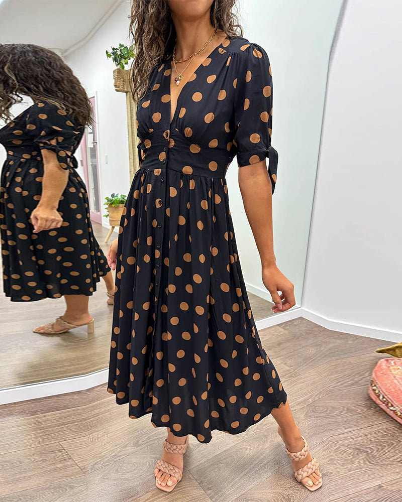 Women's Dress | Midi Polka Dot Print