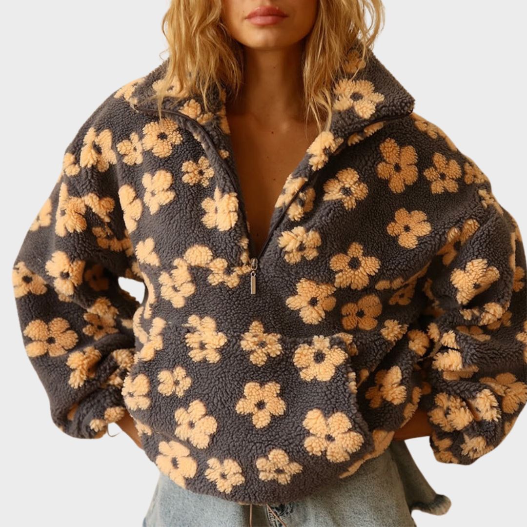 Women’s Sweater | Floral Quarter Zip