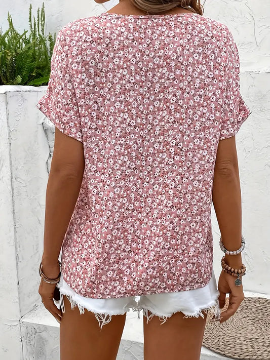 Women's Blouse | Floral Print Button Front Neckline