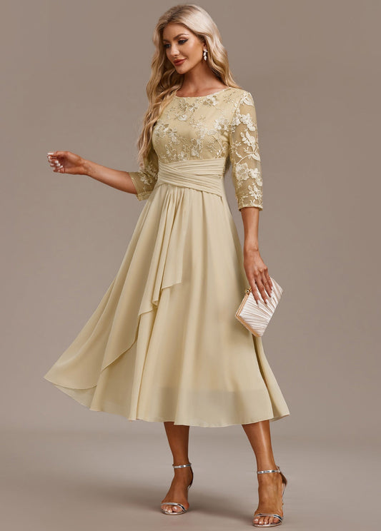 Women’s Dress | Embroidered Round Neck Midi