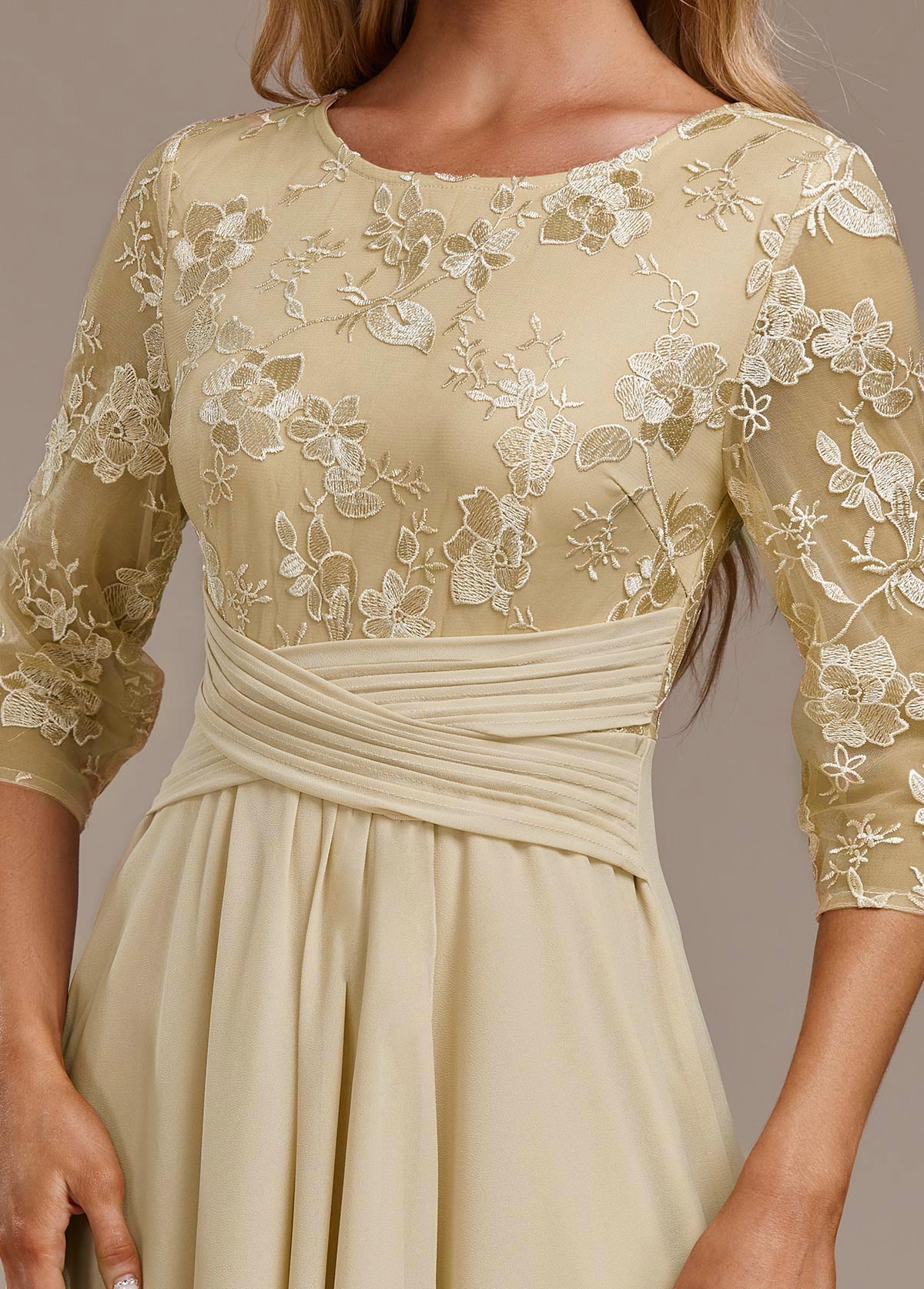 Women’s Dress | Embroidered Round Neck Midi