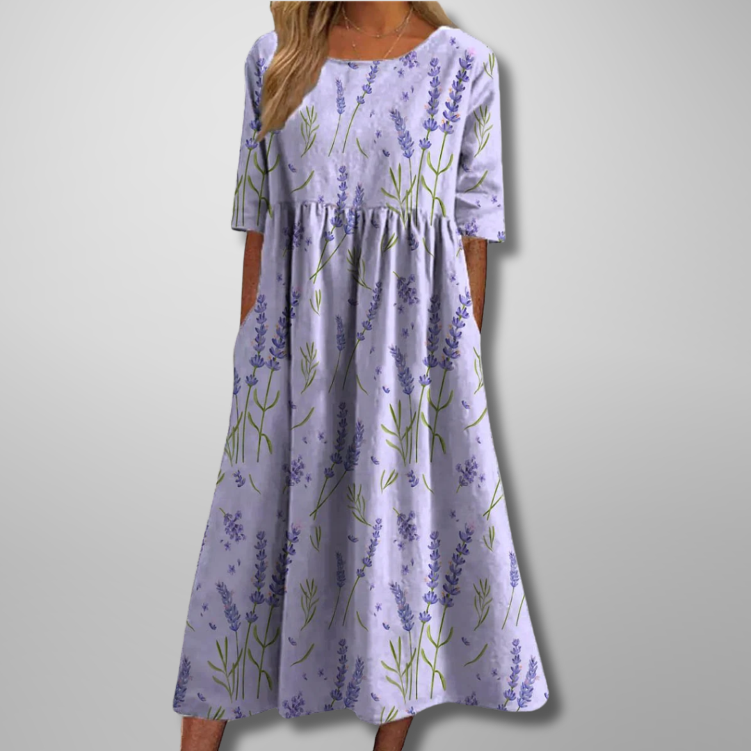 Women's Dress | Short Sleeve Loose Fit Midi