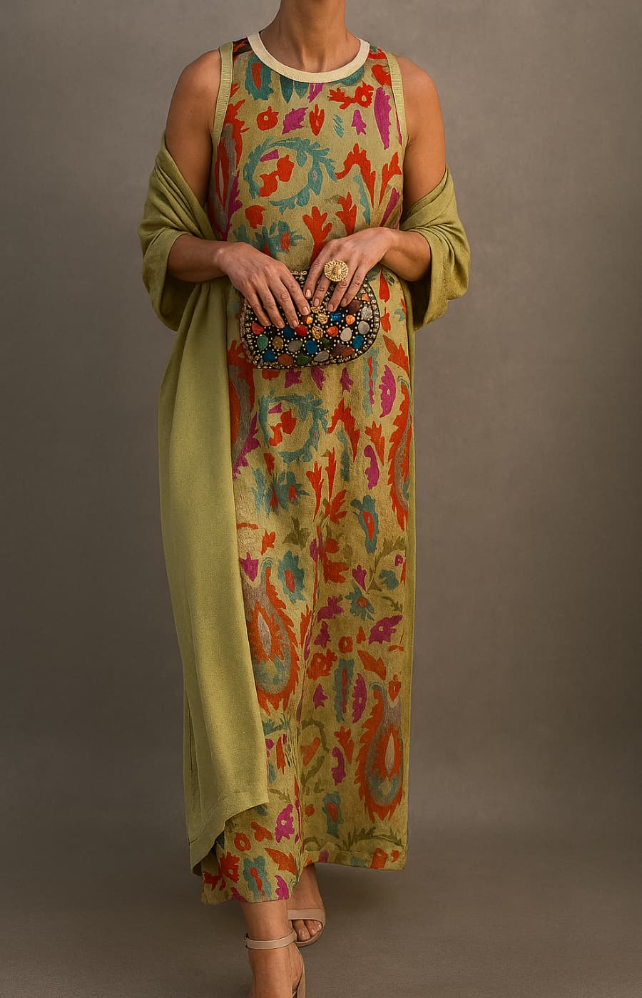 Women’s Dress | Matching Open Front Coat Maxi