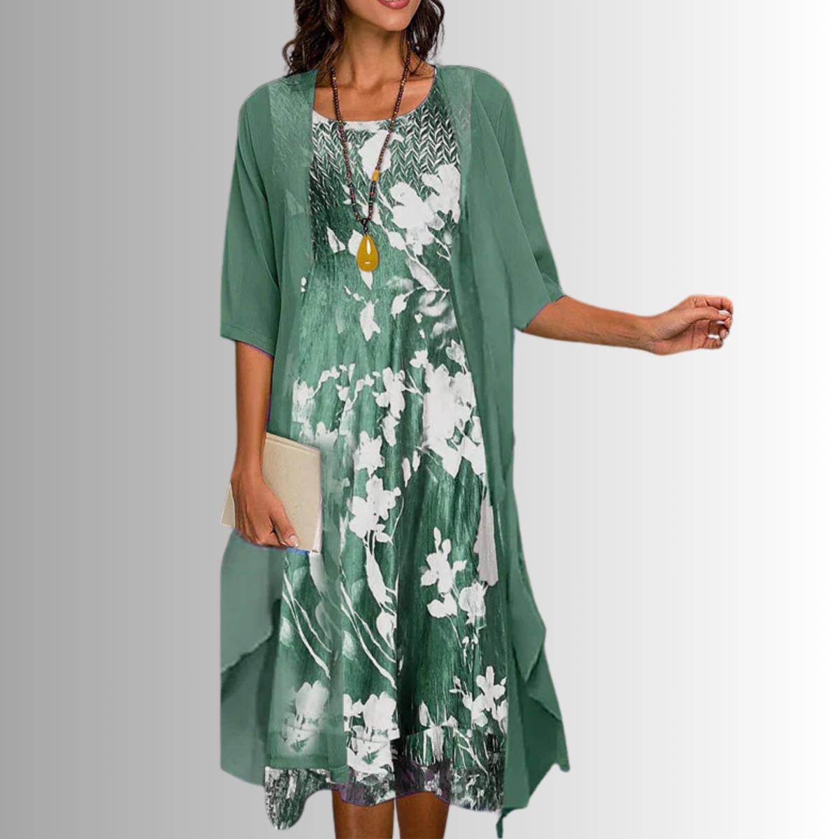 Women's Dress | Layered Open Front Midi