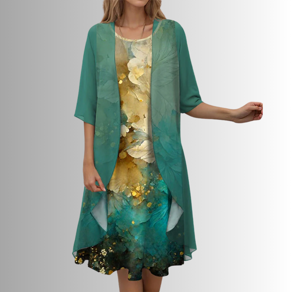Women's Dress | Layered Open Front Midi