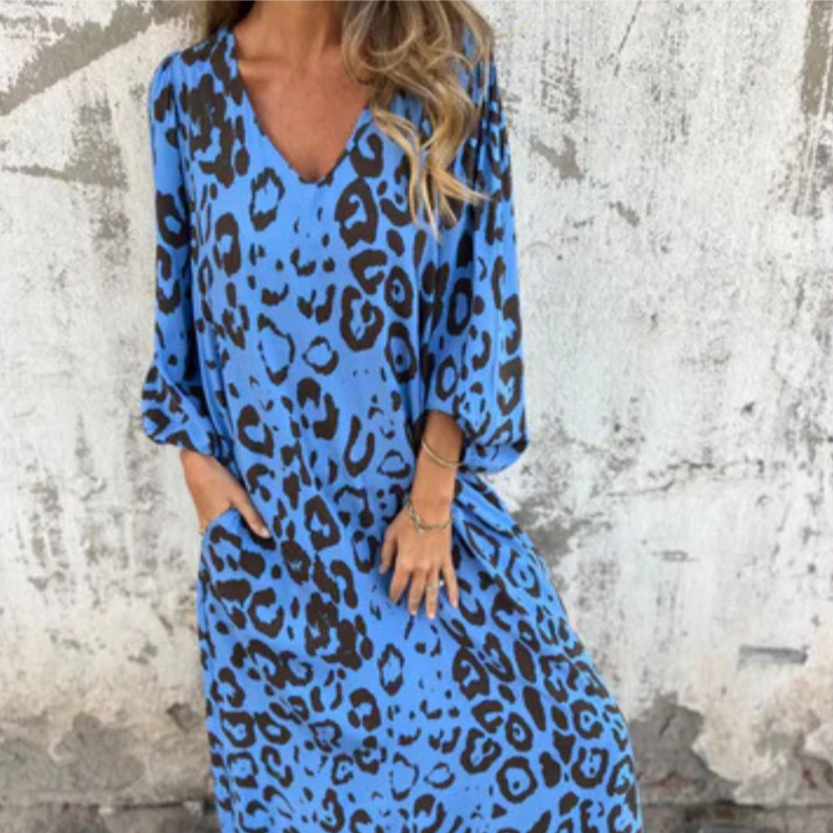 Women's Spring Dress | Printed Pocket Long Sleeve Maxi