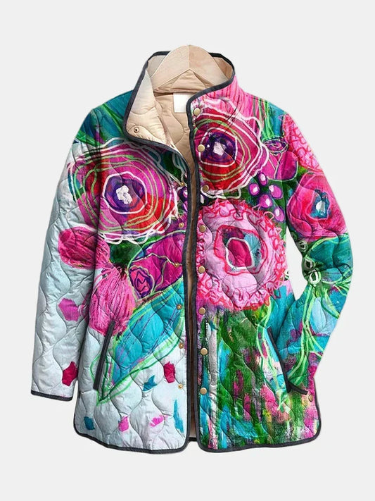 Women’s Jacket | Abstract Floral Quilted