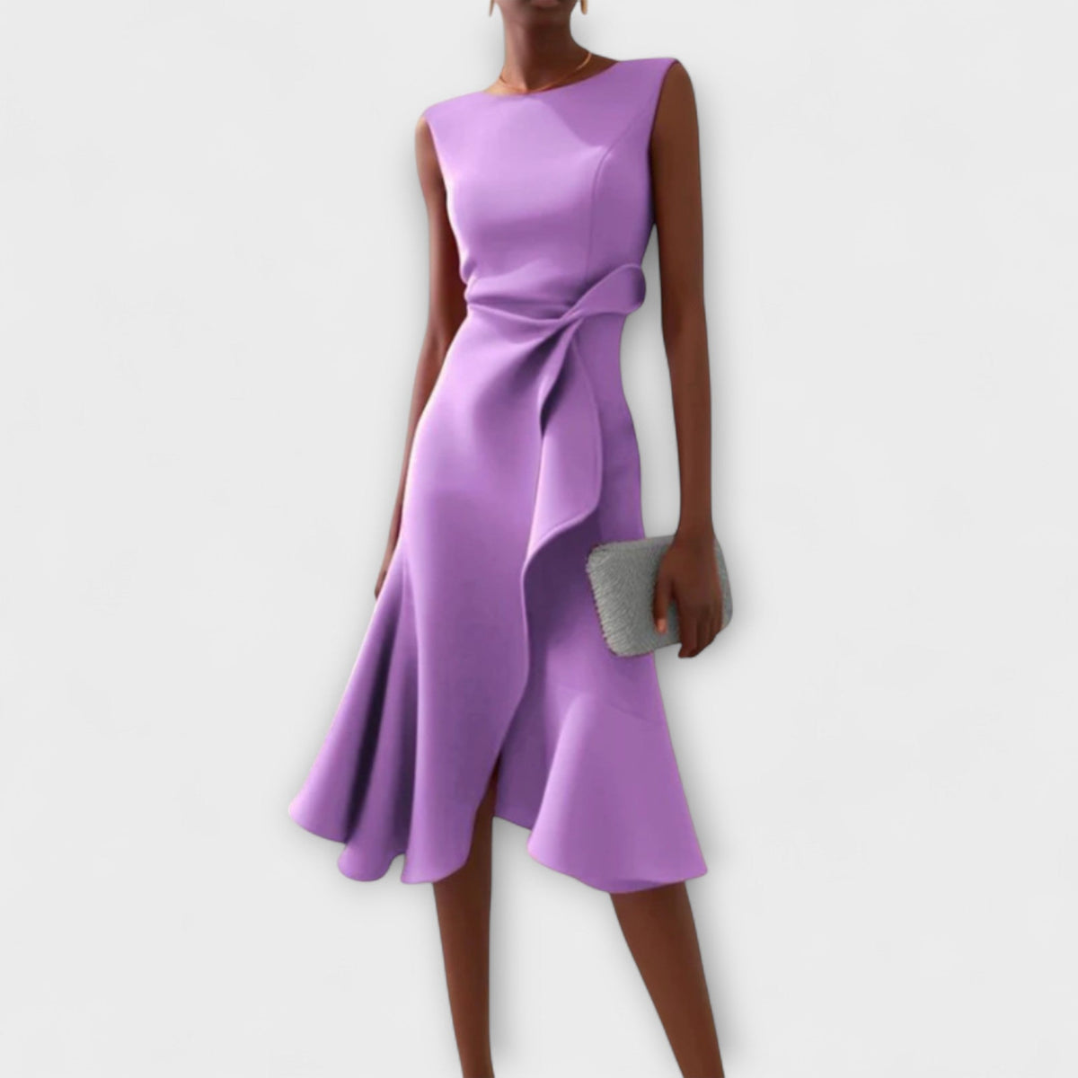 Women's Dress | Ruffle Hem Wrap Detail Midi