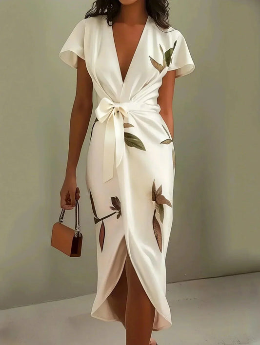 Women’s Dress | Printed Wrap Tie Waist