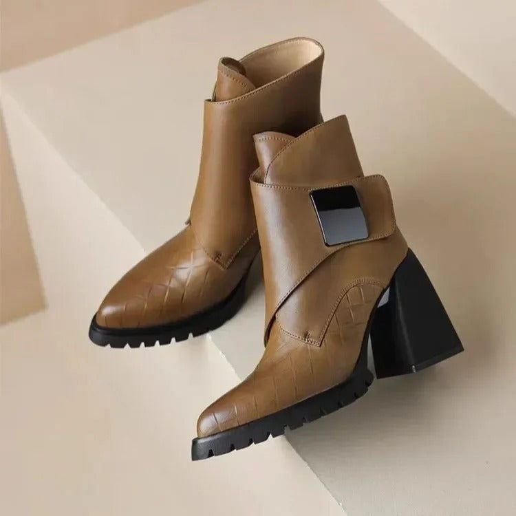 Boots For Women | Ankle Block Heel With Strap Detail