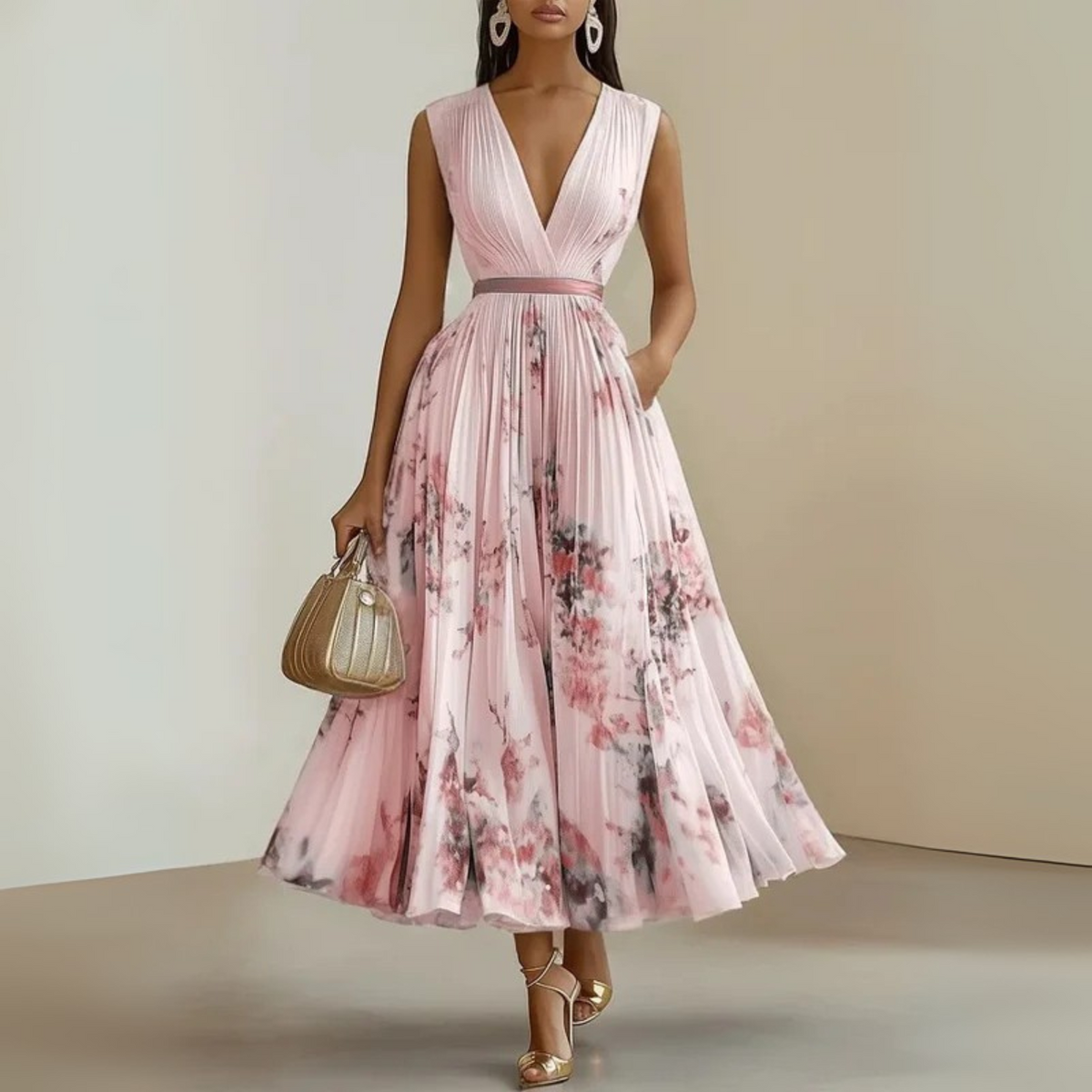 Women’s Summer Dress | Pleated Sleeveless Maxi