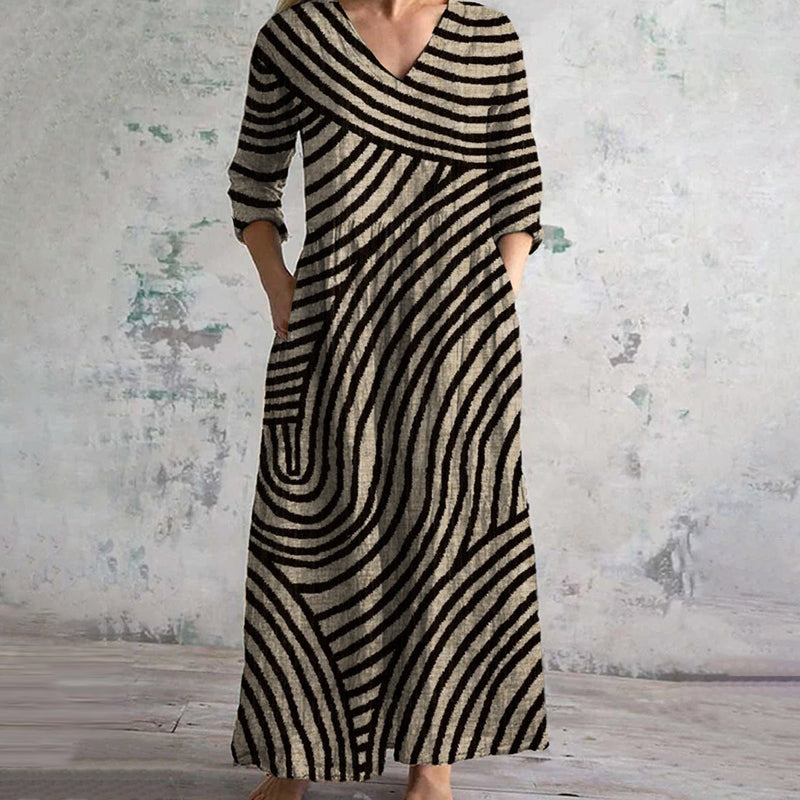 Women's Dress | Curved Stripe Design