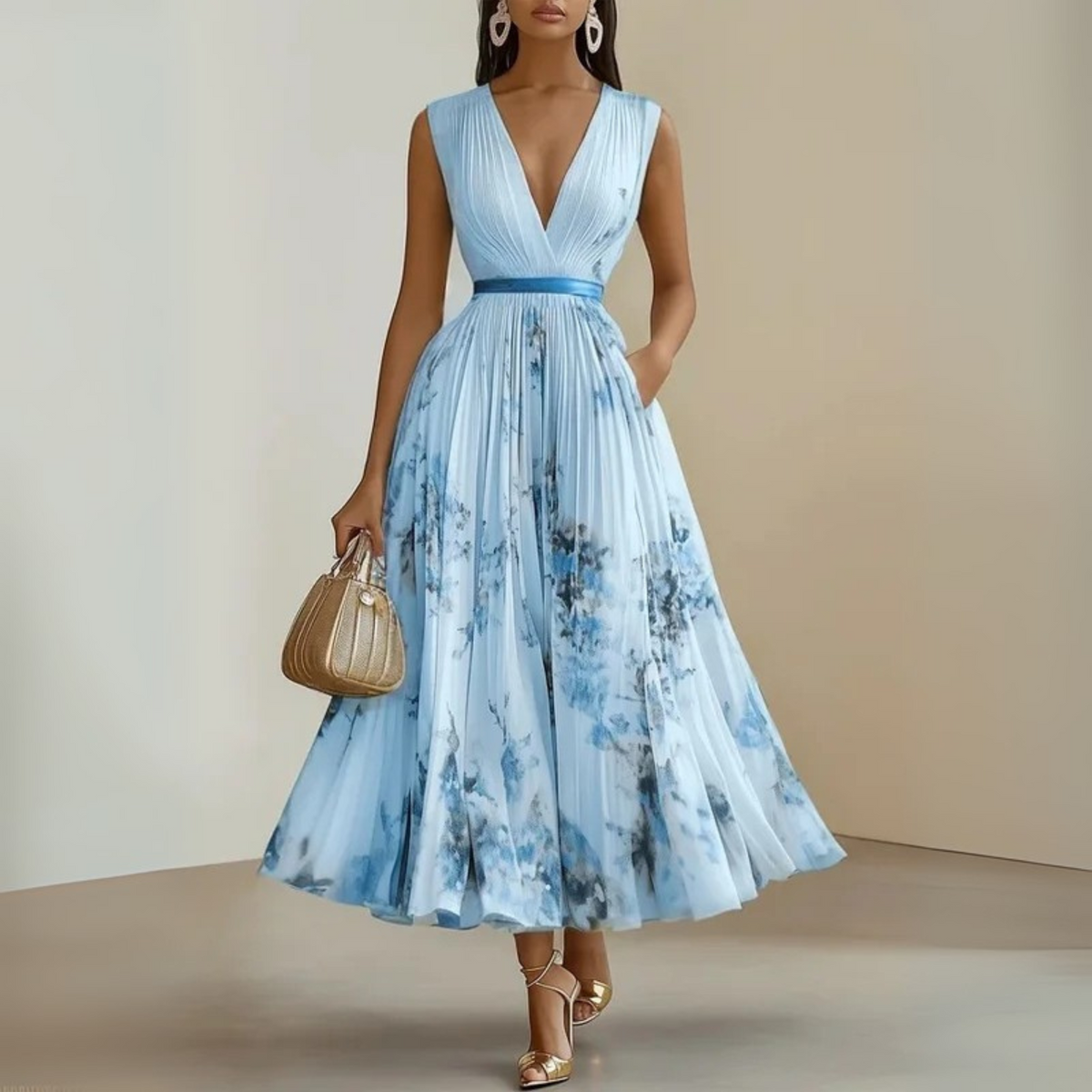 Women’s Summer Dress | Pleated Sleeveless Maxi