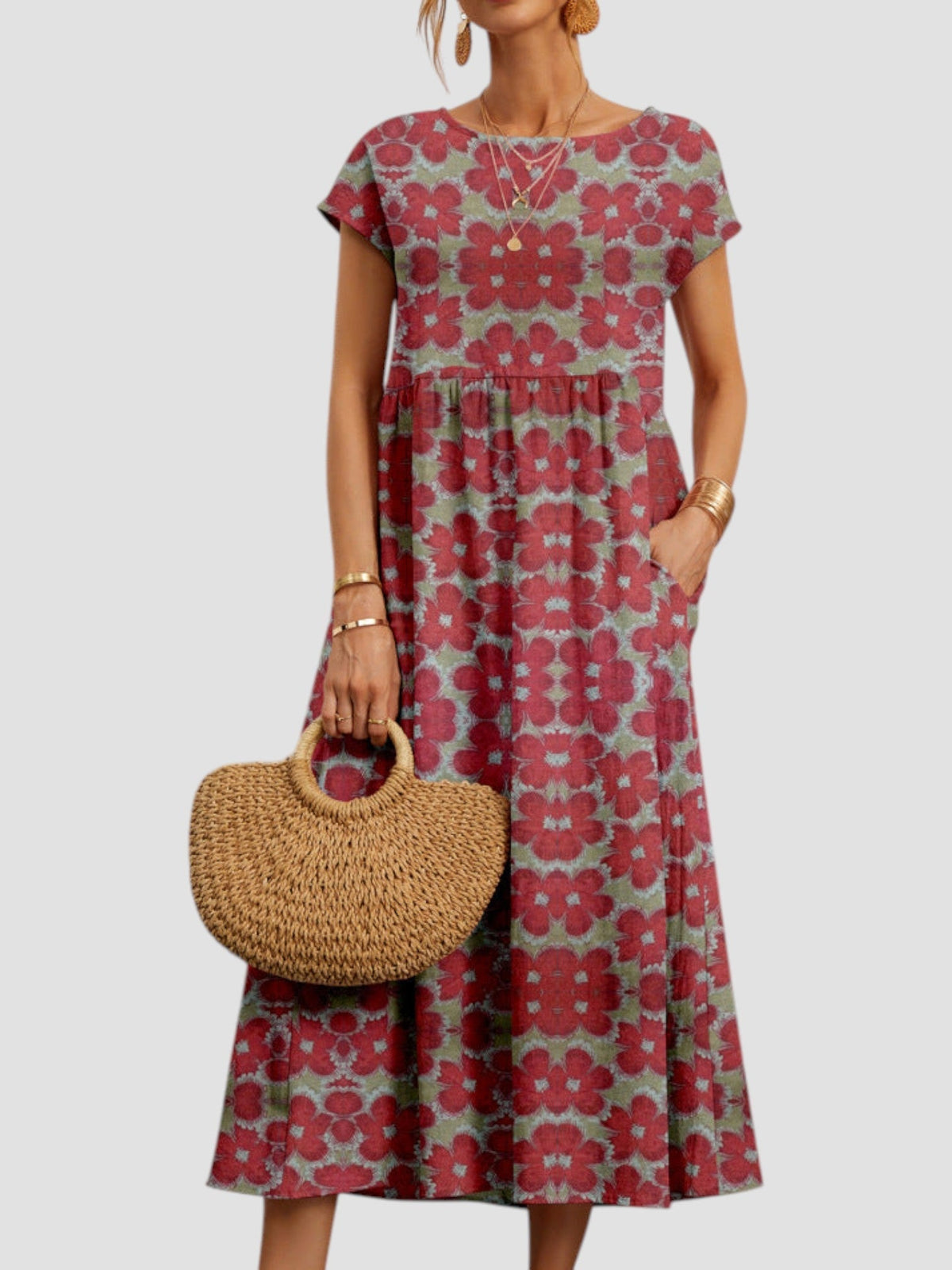 Women's Dress | Geometric Print Midi